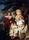 Elizabeth Canvas Paintings - Portrait Of The Hon. Juliana Talbot, Mrs Michael Bryan (1759-1801), With Her Children Henry, Maria And Elizabeth
